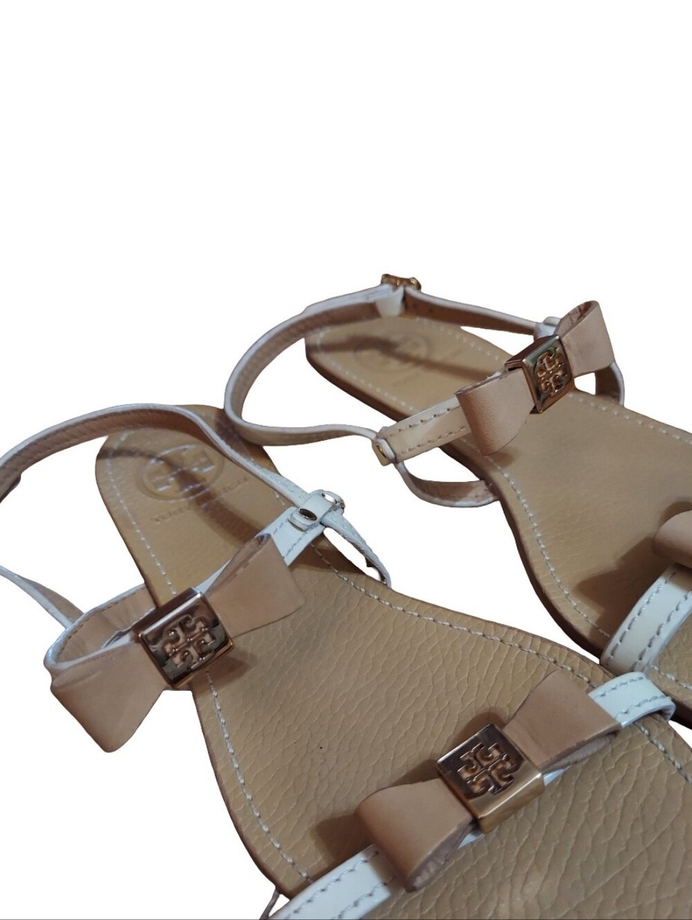 Tory Burch Kailey Bow Slingback Flat Leather Sandals In Color Iced Coffee/Bleach - Picture 4 of 15